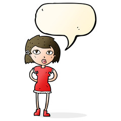 cartoon woman with speech bubble