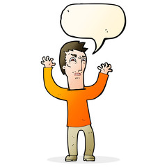 cartoon angry man with speech bubble