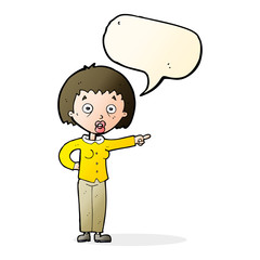 cartoon shocked woman with speech bubble