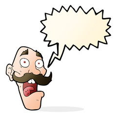 cartoon frightened old man with speech bubble
