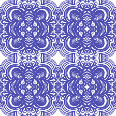 Moroccan tiles ornaments in blue and white colors.