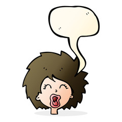 cartoon woman screaming with speech bubble