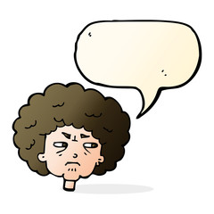 cartoon bitter old woman with speech bubble