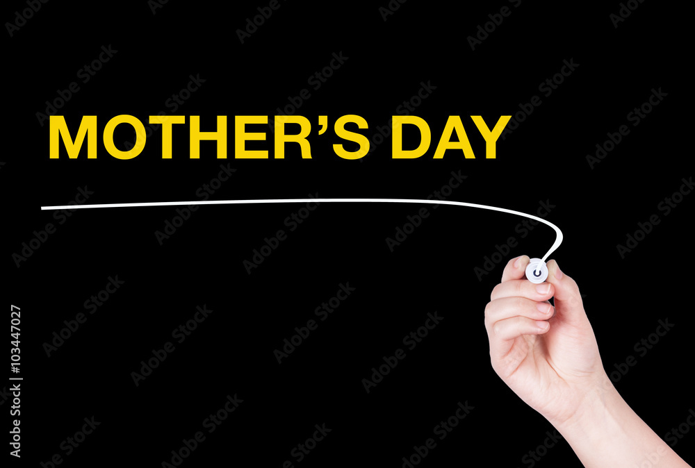 Wall mural Mother's day word write on black background