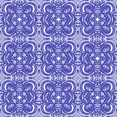 Moroccan tiles ornaments in blue and white colors.