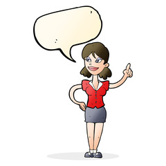 cartoon woman with great idea with speech bubble