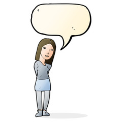 cartoon woman waiting with speech bubble