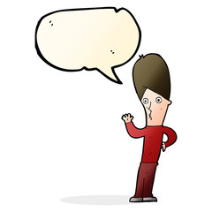 cartoon man waving with speech bubble