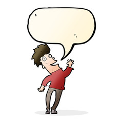 cartoon happy man with speech bubble