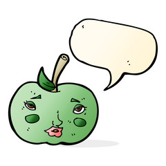 cartoon apple with face with speech bubble