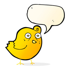 funny cartoon bird with speech bubble