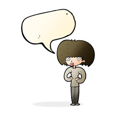 cartoon surprised woman with speech bubble