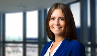     Smiling woman portrait, Large copy-space