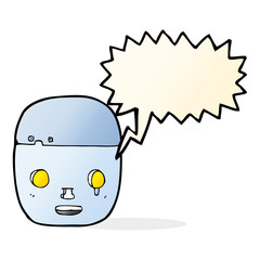 cartoon robot head with speech bubble