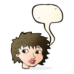 cartoon surprised woman with speech bubble