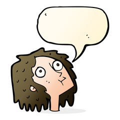 cartoon staring woman with speech bubble