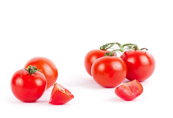 Ripe Fresh Cherry Tomatoes on Branch