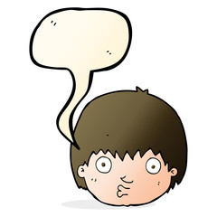 cartoon curious boy with speech bubble