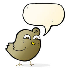 cartoon funny bird with speech bubble