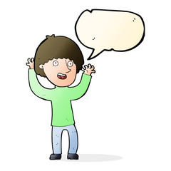 cartoon happy boy laughing with speech bubble