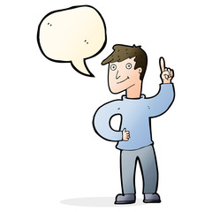 Obraz premium cartoon man with great idea with speech bubble