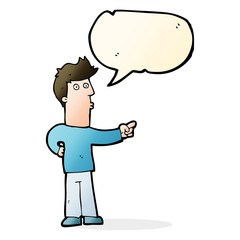 cartoon man pointing with speech bubble