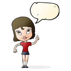 cartoon woman with idea with speech bubble