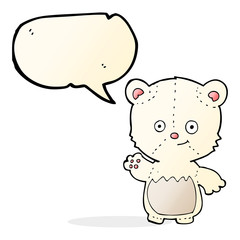 cartoon polar bear cub waving with speech bubble