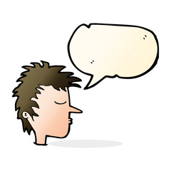 cartoon male face with speech bubble