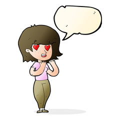 cartoon woman in love with speech bubble