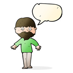 cartoon happy man with speech bubble