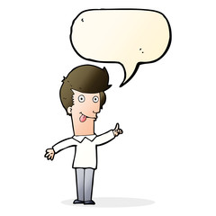 cartoon funny man with idea with speech bubble