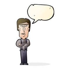 cartoon angry man with speech bubble