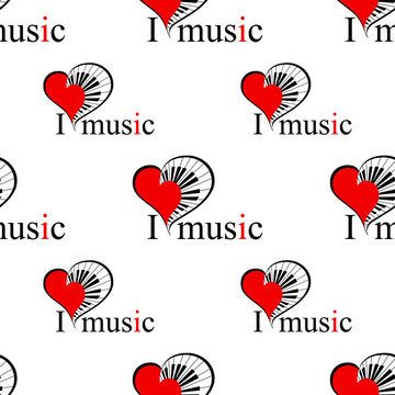 seamless patter with music heart. vector