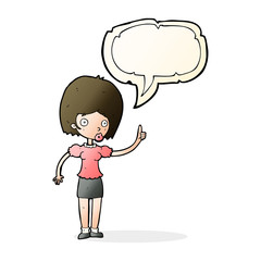 cartoon woman with idea with speech bubble