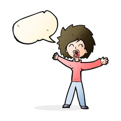 cartoon woman shouting with speech bubble