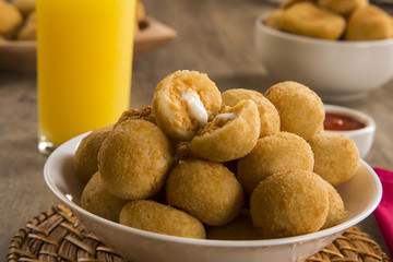 Brazilian snack. chicken dumpling with curd