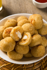 Brazilian snack. chicken dumpling with curd