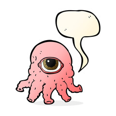 cartoon alien head with speech bubble
