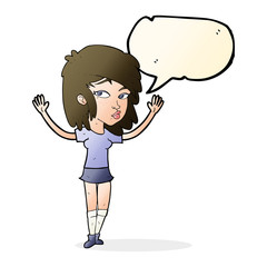 cartoon pretty girl with speech bubble