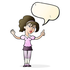 cartoon woman with idea with speech bubble