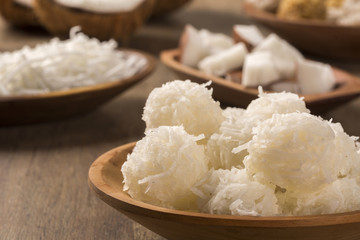 Peruvian cocadas, a traditional coconut dessert sold usually on