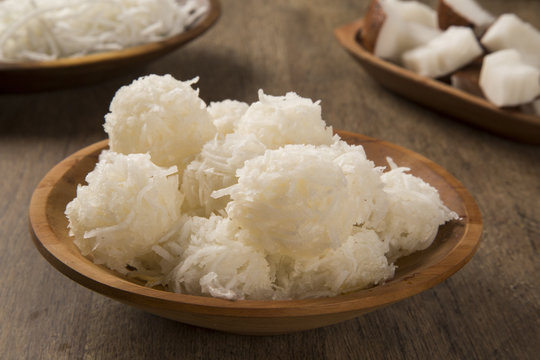 Peruvian cocadas, a traditional coconut dessert sold usually on