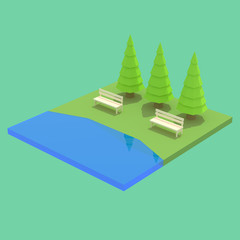 3d render Isometric park