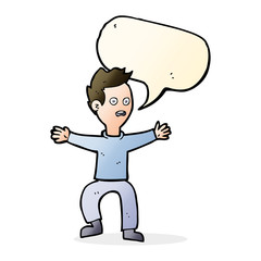 cartoon man panicking with speech bubble