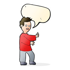 cartoon shocked man with speech bubble
