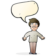 cartoon shocked man with speech bubble