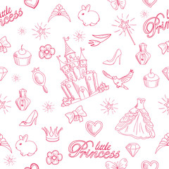 Pink princess seamless pattern.