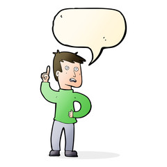 cartoon boy with idea with speech bubble