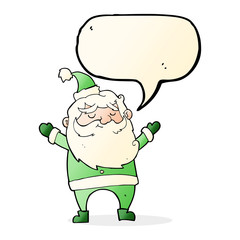 cartoon happy santa claus with speech bubble